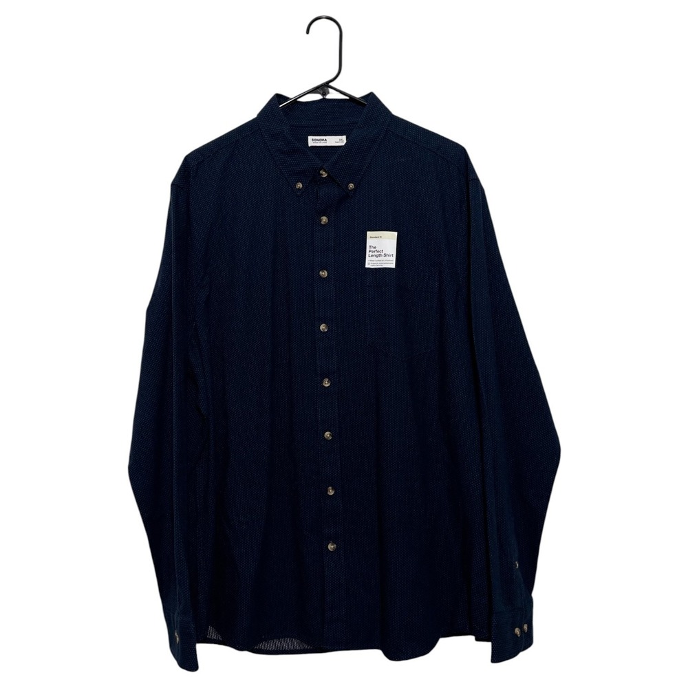 Sonoma Goods For Life Navy Micro Dot Long Sleeve Button Down‎ Shirt Men XXL NWT